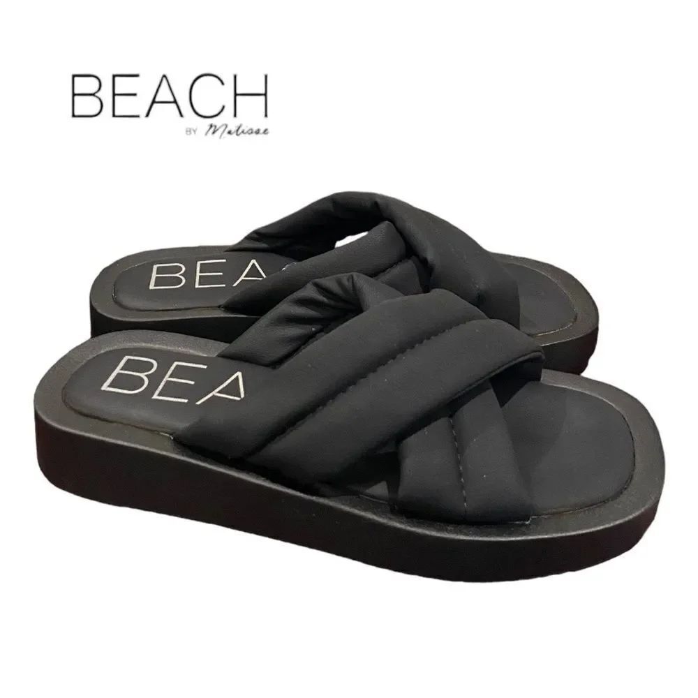 BEACH by MATISSE Piper Black Women's Slide Sandals NEW 6